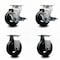 Service Caster 4 Inch Rubber on Cast Iron Caster Set with Roller Bearings 2 Brakes 2 Rigid SCC-20S420-RSR-TLB-2-R-2 - alternate 2